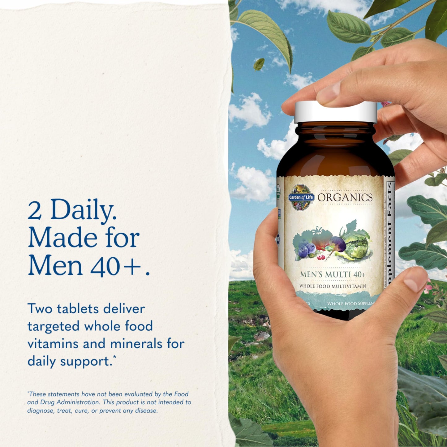 Garden of Life Organics Men's 40+ Multivitamin with Prostate Support, B12 & Vitamins – Vegan Daily Whole Food Multivitamin, Non-GMO, Certified Organic, 60 Tablets Gsupps Australia