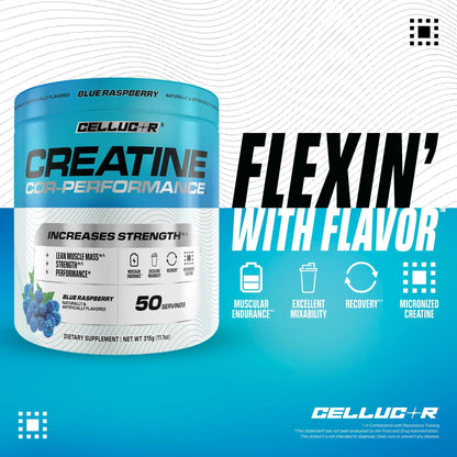 Cellucor Creatine Powder, Blue Raspberry Flavor - Increases Strength, Lean Muscle Mass & Endurance, Micronized Creatine for Fast Absorption Cellucor