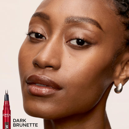 L'Oreal Paris Faux Brow, Hair-Like, Filling Eyebrow Pen with Double-Brush Tip, Fast & Precise Eyebrow Makeup, Dark Brunette, 0.04 Fl Oz L'Oreal Paris