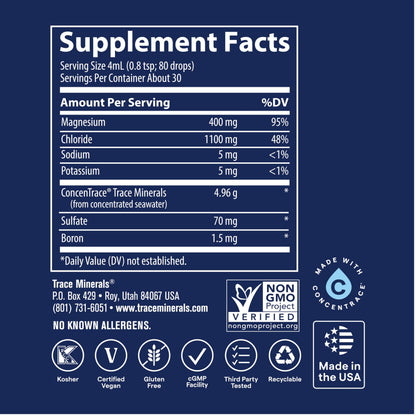 Trace Minerals Ionic Magnesium - Liquid Ionic Magnesium to Support Immune, Brain & Heart Health - Supplement to Aid Energy & Vitality Trace Minerals