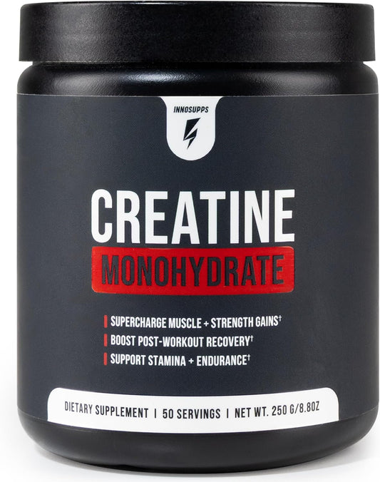 InnoSupps Creatine Monohydrate Powder - Pure Micronized Creatine Powder for Strength, Muscle Growth & Recovery - Doctor-Trusted, No Fillers, Unflavored (50 Servings)