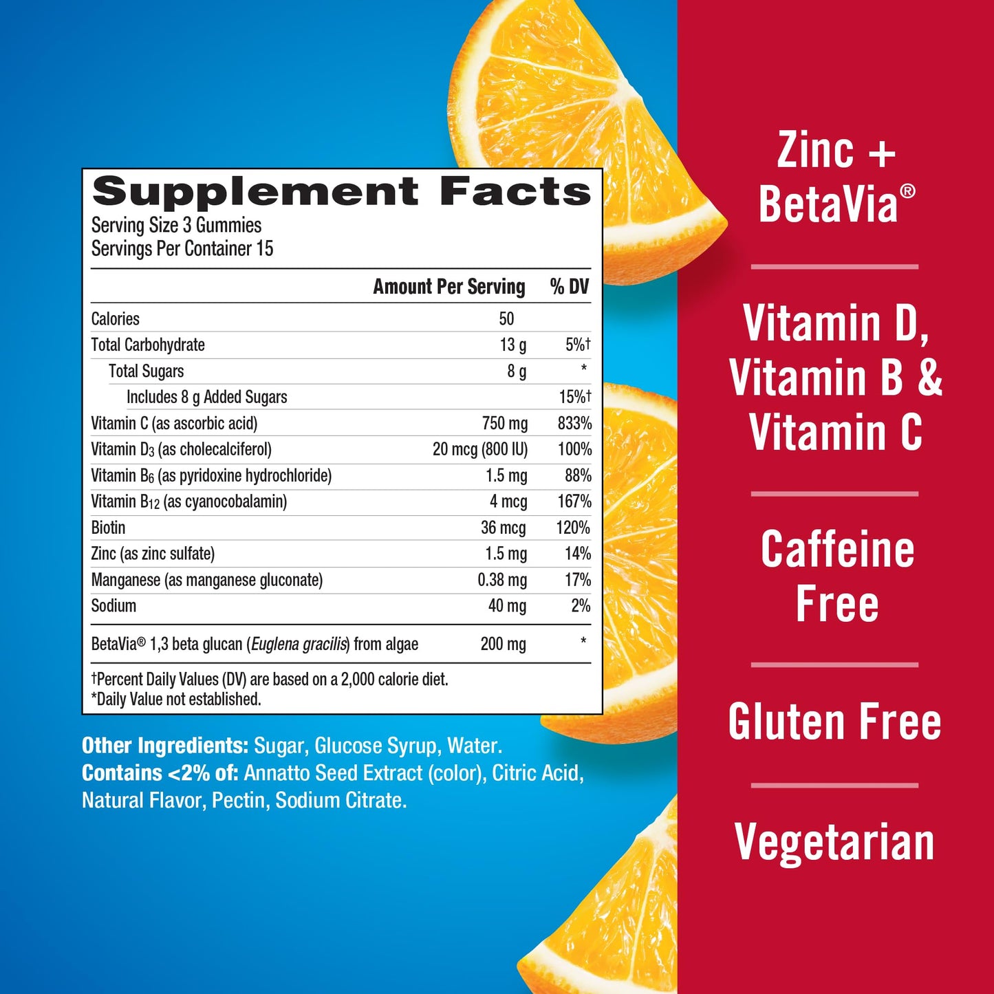 Emergen-C Immune+ Triple Action Immune Support Gummies, BetaVia (R), 1000mg Vitamin C, B Vitamins, Vitamin D and Antioxidants Emergen-C