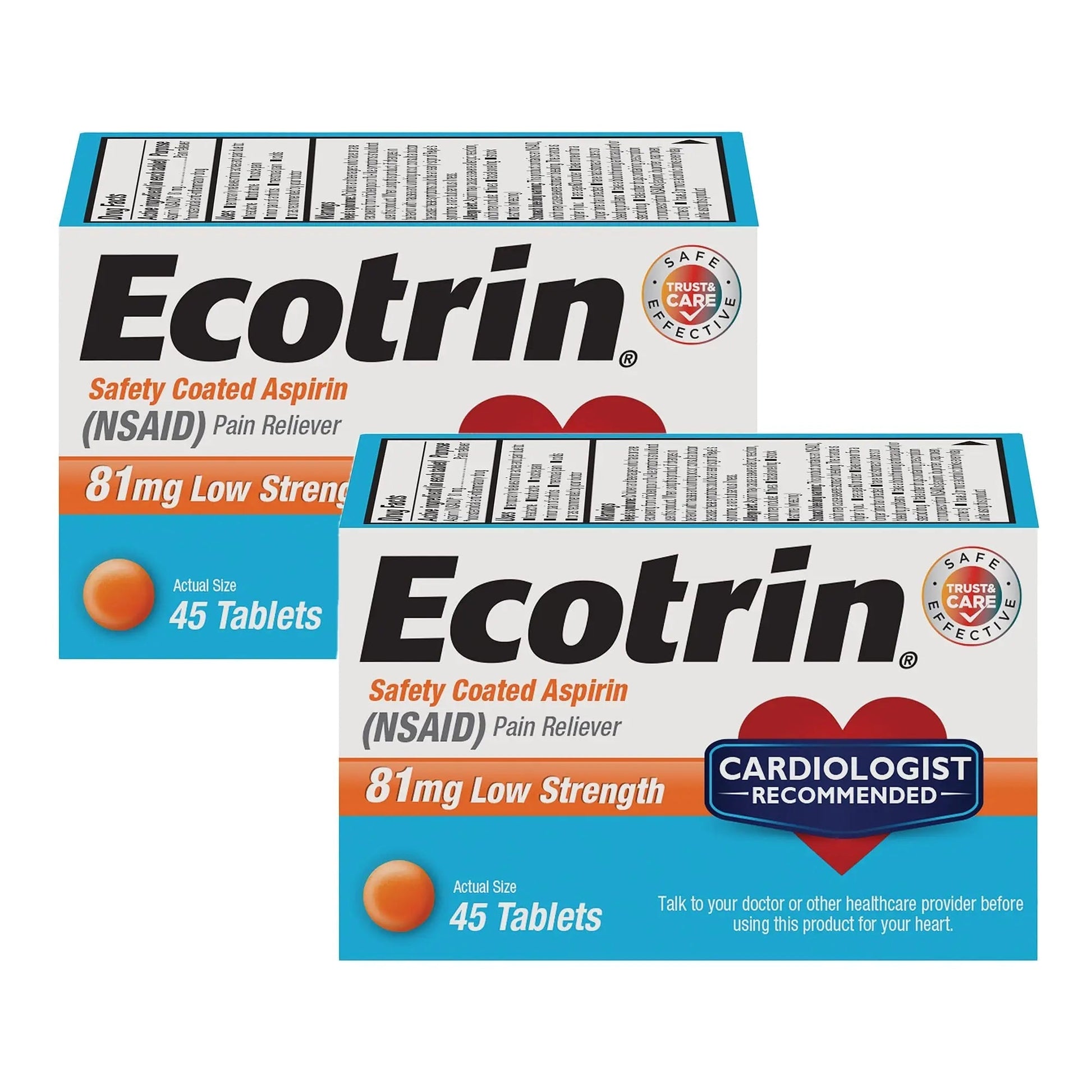 Ecotrin Low Strength Safety Coated Aspirin, NSAID 81mg, 45 count (2 Pack) Ecotrin buy australia supplements