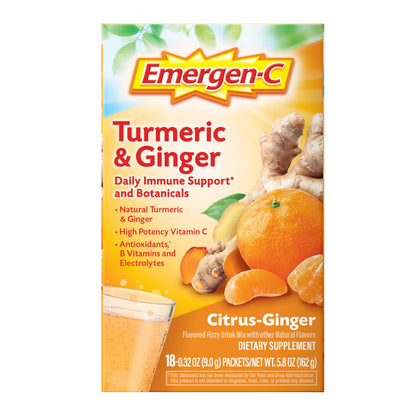 Emergen-C Citrus-Ginger Fizzy Drink Mix, Turmeric and Ginger, Immune Support, Natural Flavors Emergen-C