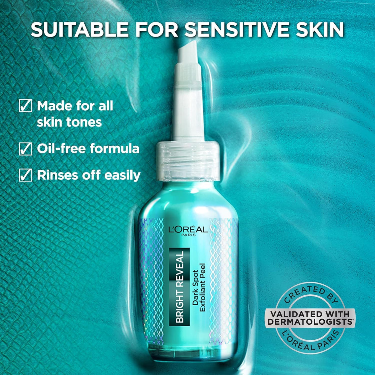 L'Oreal Paris Bright Reveal Dark Spot Exfoliant Peel, 25% AHA BHA PHA Face Exfoliator Solution, Gentle Skincare to Visibly Reduce Dark Spots and Renew Skin Texture, Includes SPF Lotion Sample L'Oreal Paris