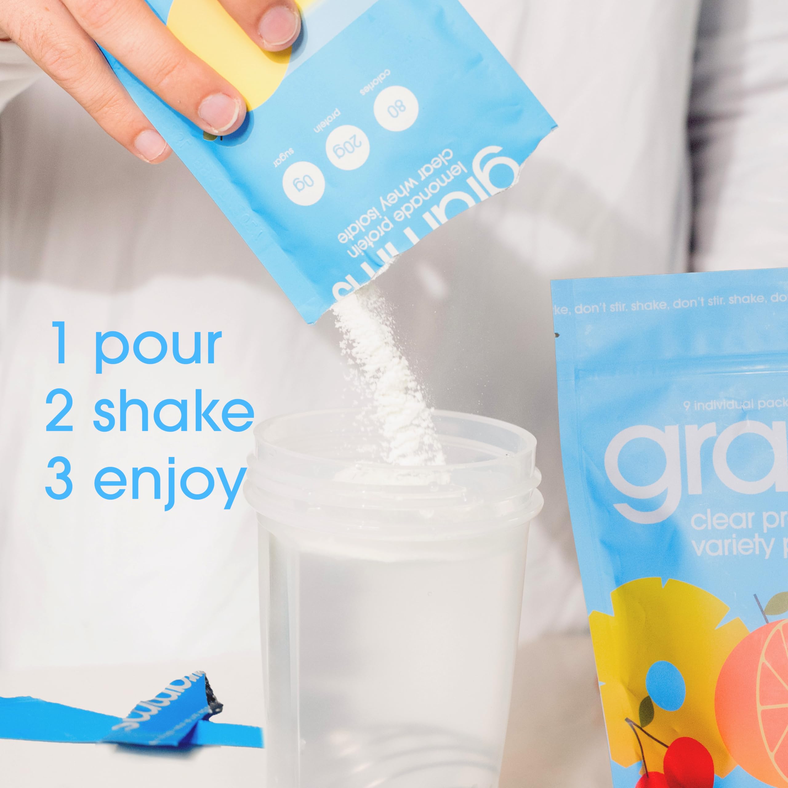 GRAMMS Clear Protein Powder Packets 20G Protein Sample Packets Variety Flavors for Women & Men | Lactose Free, Grass-Fed Whey Isolate, Gluten Free, Zero Sugar, Gut Friendly, Non-Bloating(9 Pack) GRAMMS buy australia supplements