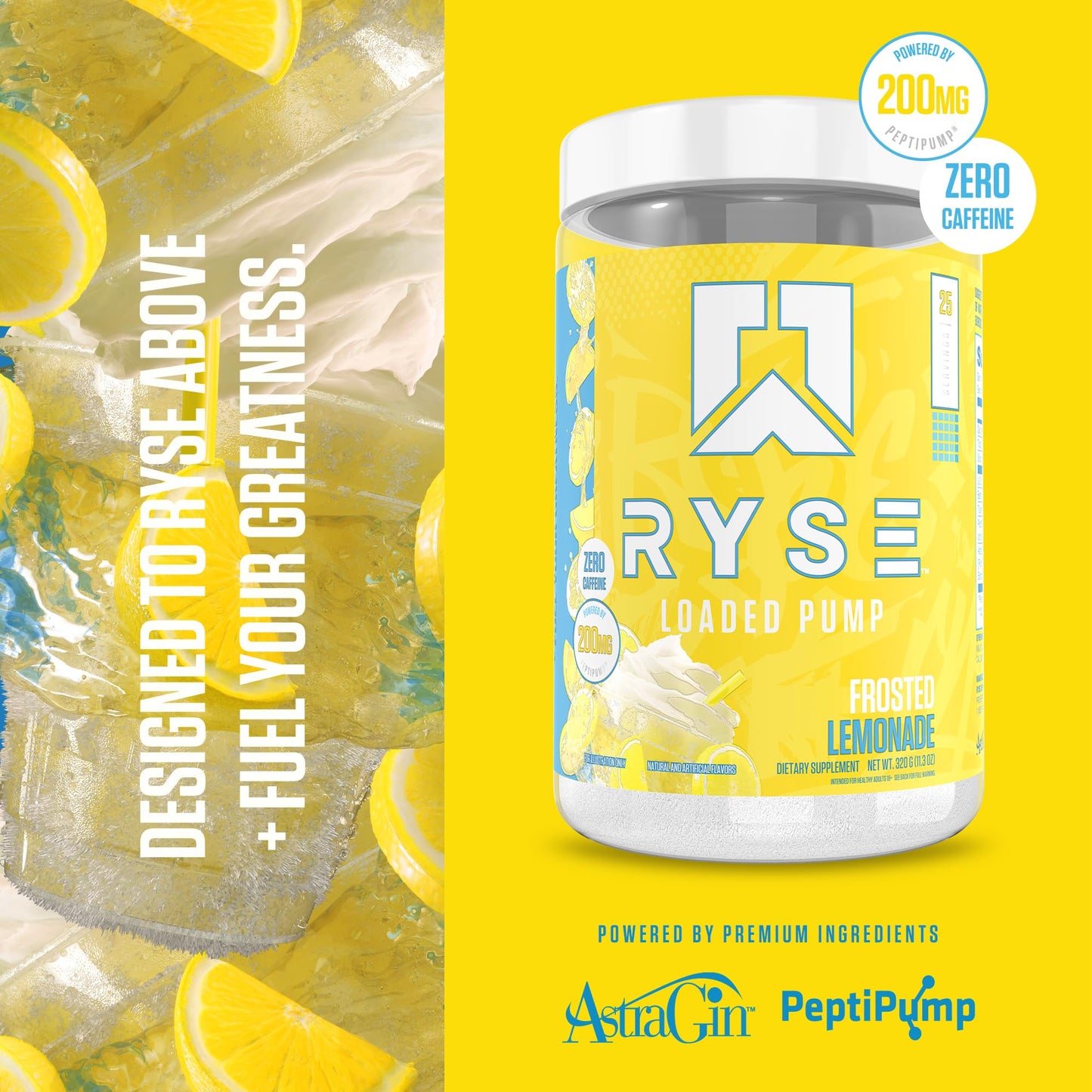Ryse Loaded Pump Pre Workout Powder - Blue Razz Slush - No Caffeine Stimulant Free Formula for Pump, Power & Endurance - L-Citrulline, PeptiPump, Betaine Anhydrous, Taurine & AstraGin - 25 Servings