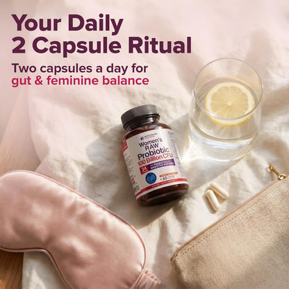 Wholesome Wellness Dr. Formulated Raw Probiotics for Women 100 Billion CFUs Capsules with Prebiotics, Digestive Enzymes, Approved for Adults, Shelf Stable Supplement Gsupps Australia