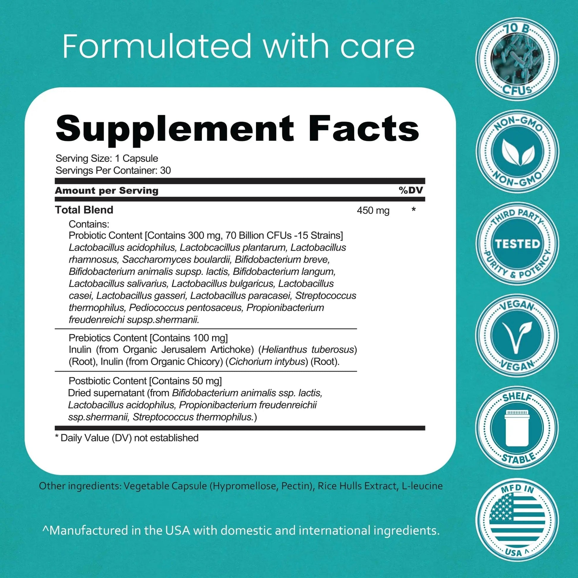 NaturaLife Labs Probiotics 70 Billion CFU – 15 Strains with Organic Prebiotic & Postbiotic – 3-in-1 Formula – 30 Vegan Capsules NaturaLife Labs buy australia supplements