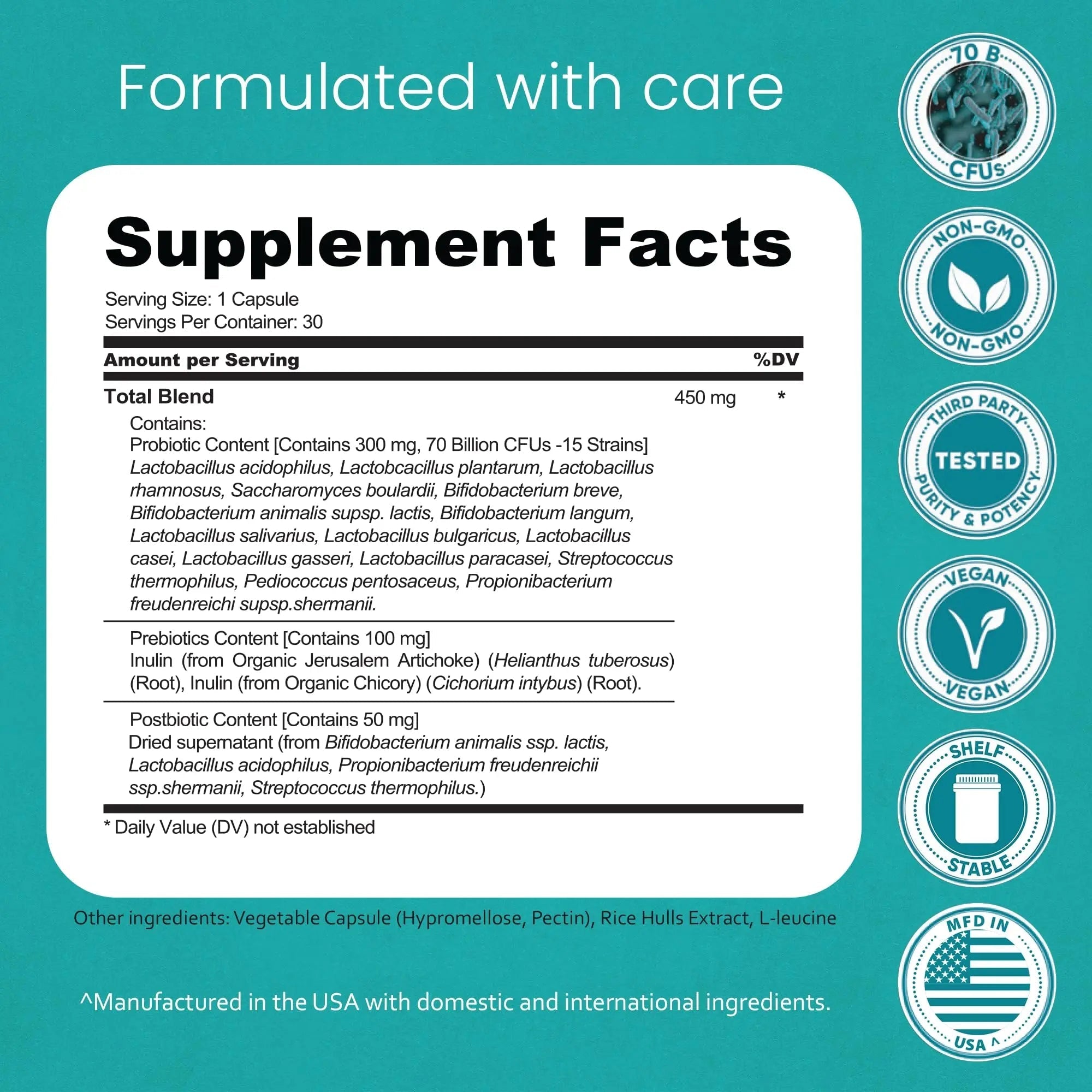 NaturaLife Labs Probiotics 70 Billion CFU – 15 Strains with Organic Prebiotic & Postbiotic – 3-in-1 Formula – 30 Vegan Capsules NaturaLife Labs buy australia supplements