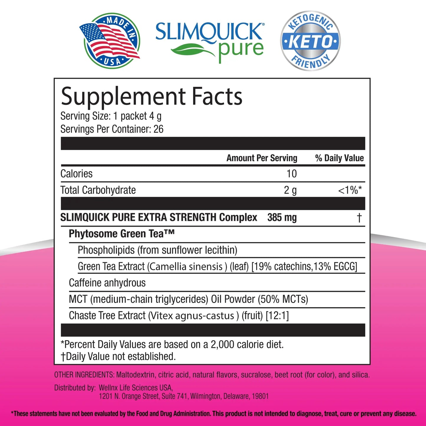 SlimQuick Pure 3X Extra Strength Drink Mix Packets, Metabolism & Weight Management for Women, Helps in Fat Breakdown, with Green Tea, Caffeine, Chaste Tree, SlimQuick