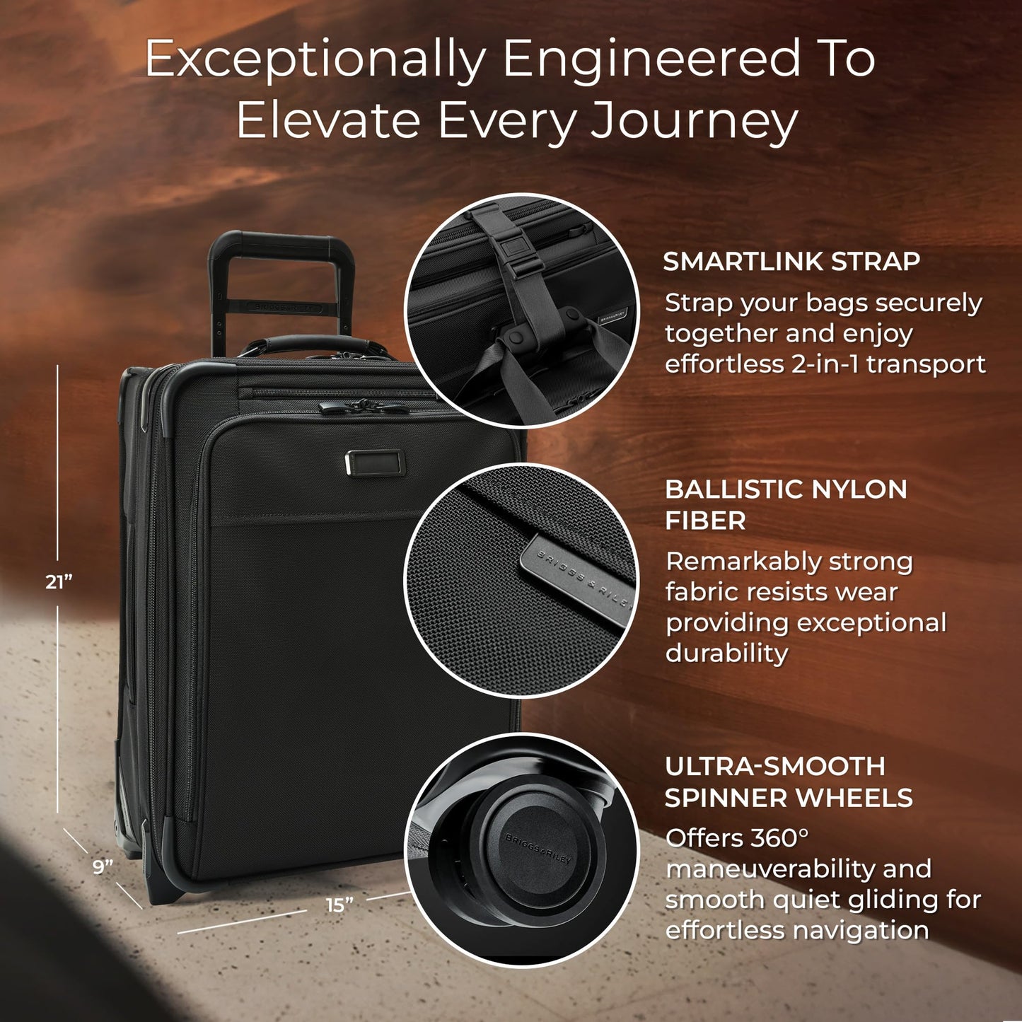 Briggs & Riley Essential 22" 2-Wheel Expandable Carry On - Luggage for Travel, Suitcases with Wheels, Softside Rolling Bag for Men & Women, Self-Repairing Zipper - Baseline Collection, Black Gsupps Australia