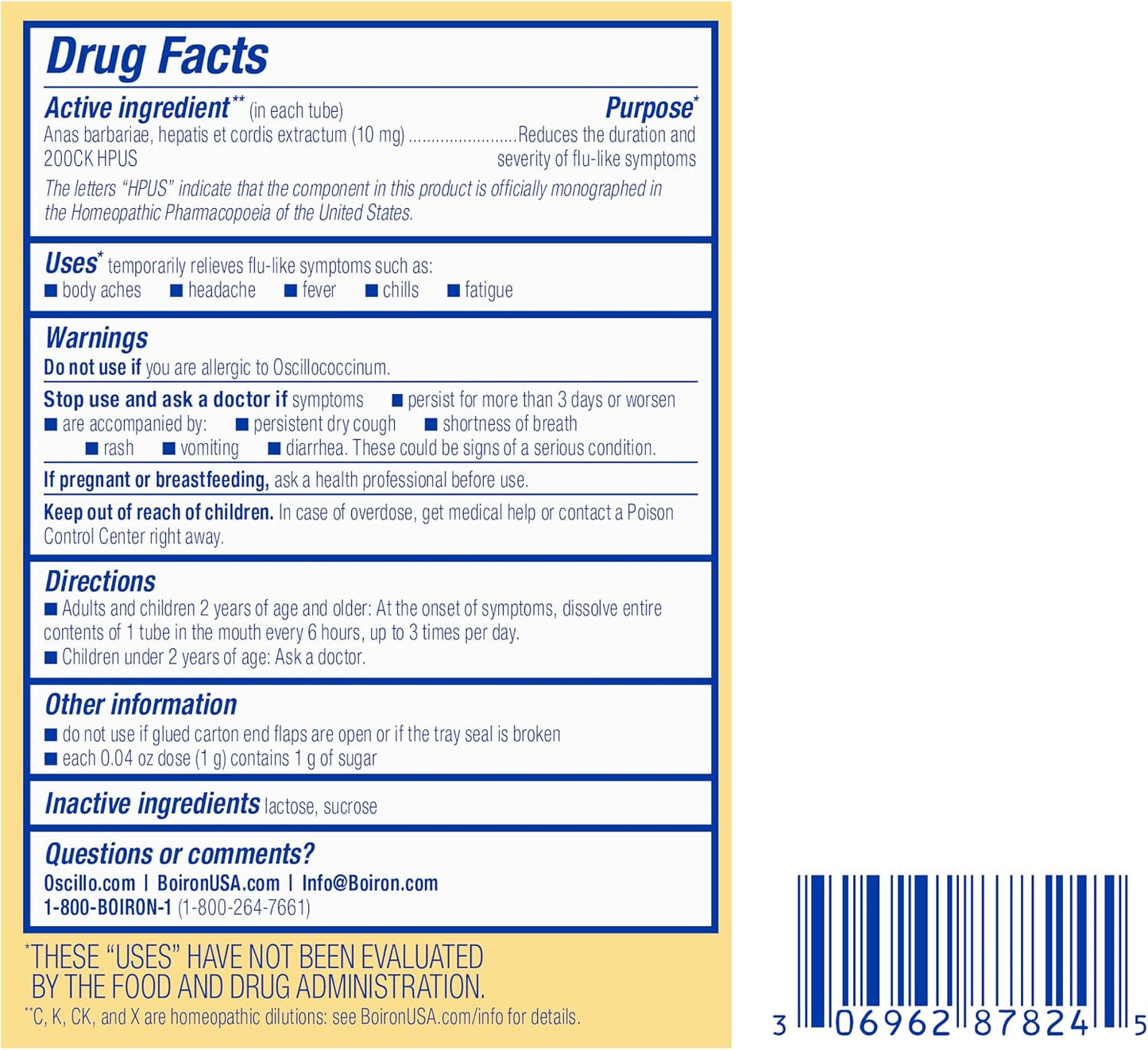Boiron Oscillococcinum for Relief from Flu-Like Symptoms of Body Aches, Headache, Fever, Chills, and Fatigue - 30 Doses Gsupps Australia