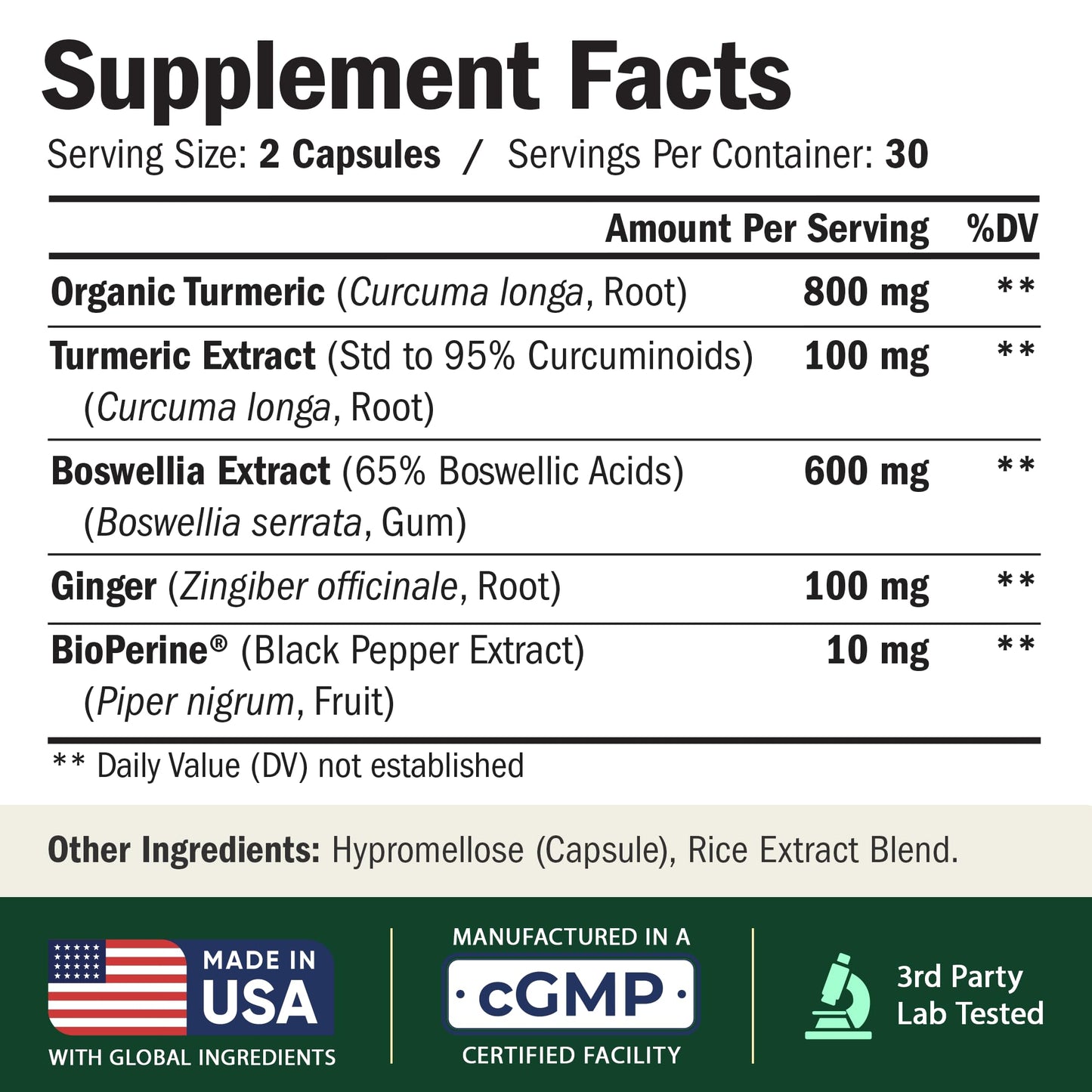Boswellia Serrata Turmeric Supplement for Joint Support & Inflammation Balance – Turmeric Boswellia Supplement with Ginger & Black Pepper Extract Vimerson Health