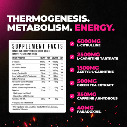 Wrecked Inferno - Thermogenic Pre Workout For Men & Women, Increase Energy, Boost Thermogenesis & Metabolism, Enhance Exercise Performance - Contains L-Citrulline, L-Carnitine, Beta-Alanine & More