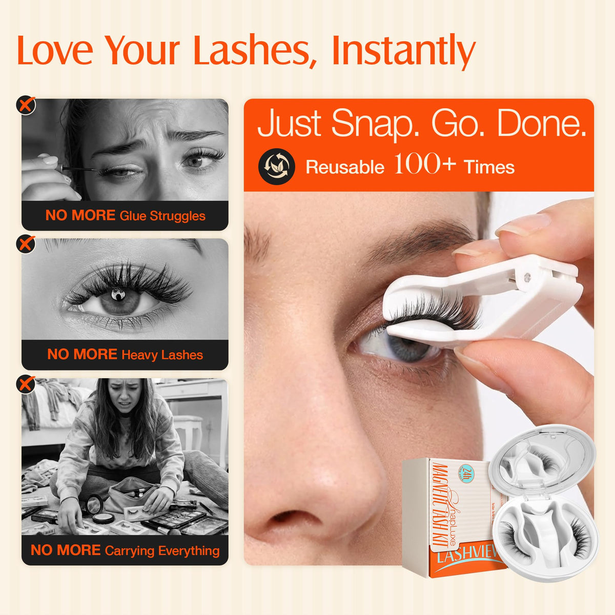 LASHVIEW Upgrade Magnetic Eyelashes with Applicator,No Glue Needed Natural Wispy Magnetic Lashes, Reusable Soft Magnetic Eyelashes, Cat Eye Look Easy to Wear & Remove (AN26) LASHVIEW