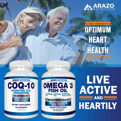 Arazo Nutrition CoQ10 Ubiquinone Coenzyme Q10-200mg Per Serving Maximum Strength Nutritional Supplement - High Absorption Capsules with No Soy Gsupps Australia