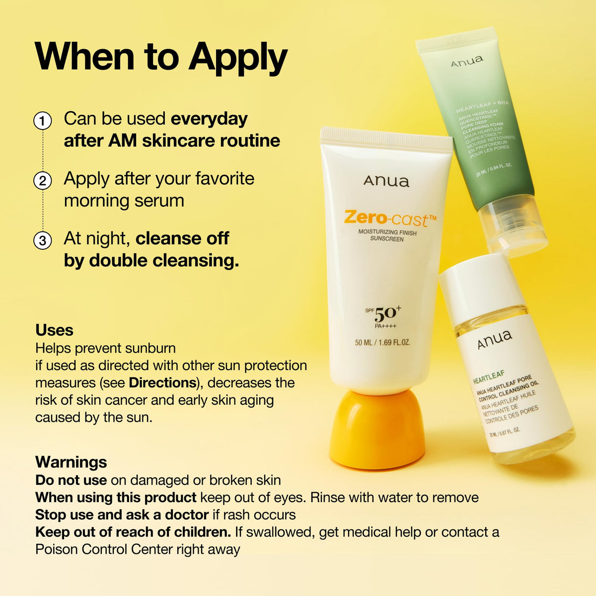 Anua Zero-Cast Moisturizing Sunscreen SPF 50, 1.69 fl oz ANUA