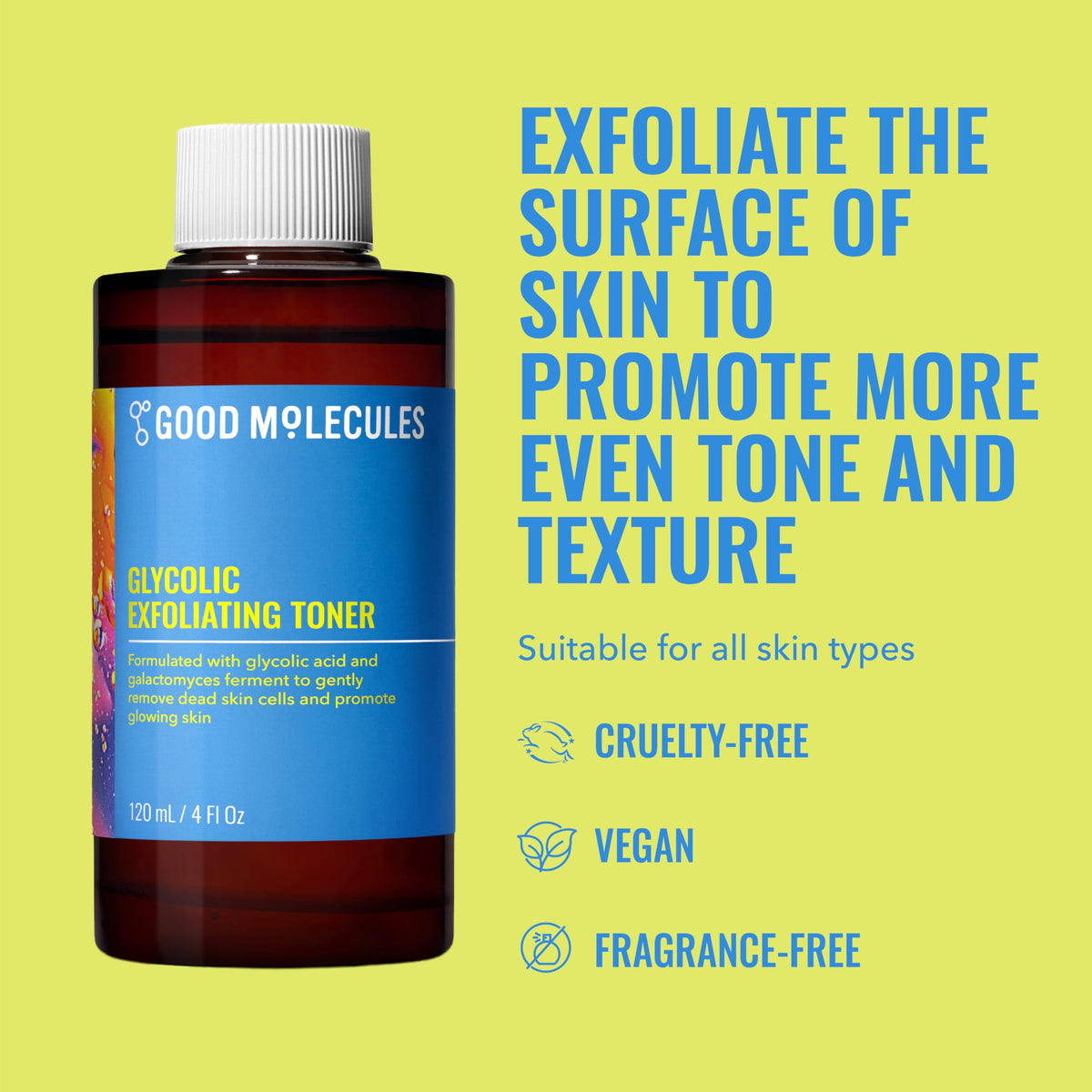 Good Molecules Glycolic Exfoliating Toner, AHA Toner for Face, 4 fl oz Good Molecules