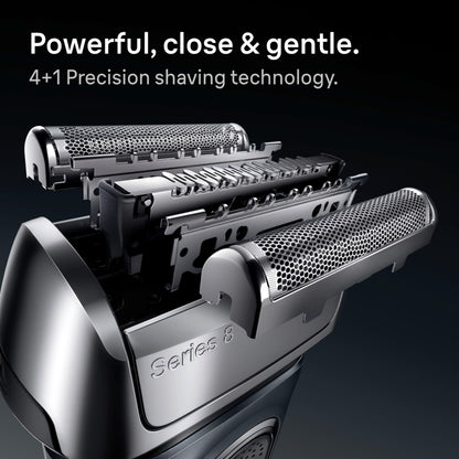 Braun Series 8 Electric Razor for Men, with 4+1 Shaving Elements & Precision Long Hair Trimmer, Close & Gentle Even on Dense Beards, Wet & Dry Electric Razor with 60min Runtime, 8517s Galvano Silver Gsupps Australia