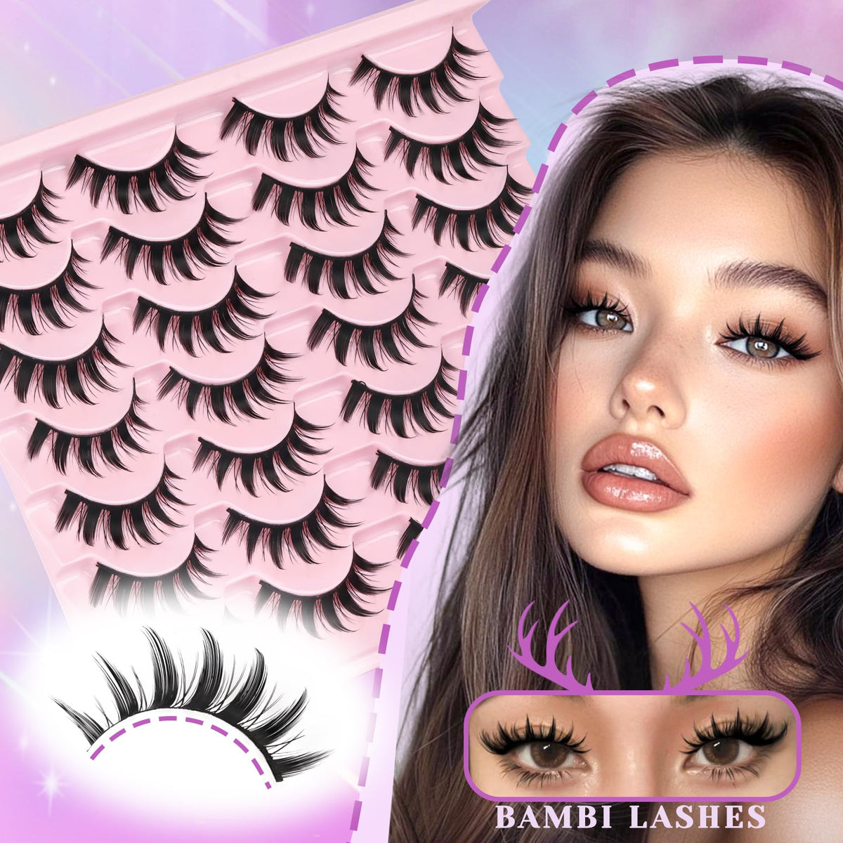Losha Lashes Spiky Manga Lashes 14 Pairs Anime False Eyelashes (Cutes) Losha