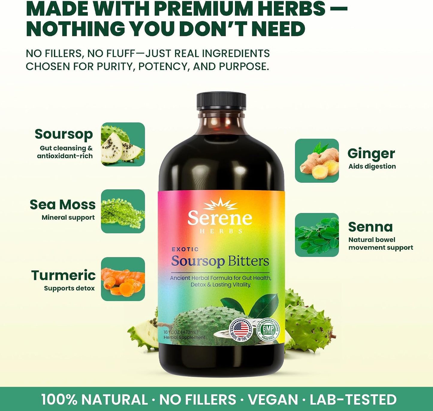 Serene Herbs Cleanse & Daily Defense – Includes Soursop Bitters + 17-1 Capsules