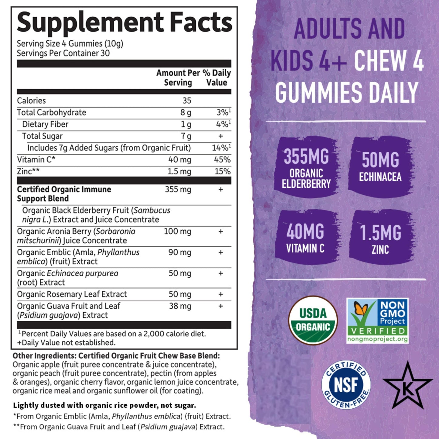 Garden of Life Organics Elderberry Gummies for Adults & Kids - Immune Support Supplement with Organic Fruit, Herbal Blend, Elderberry, Echinacea, Zinc, Garden of Life