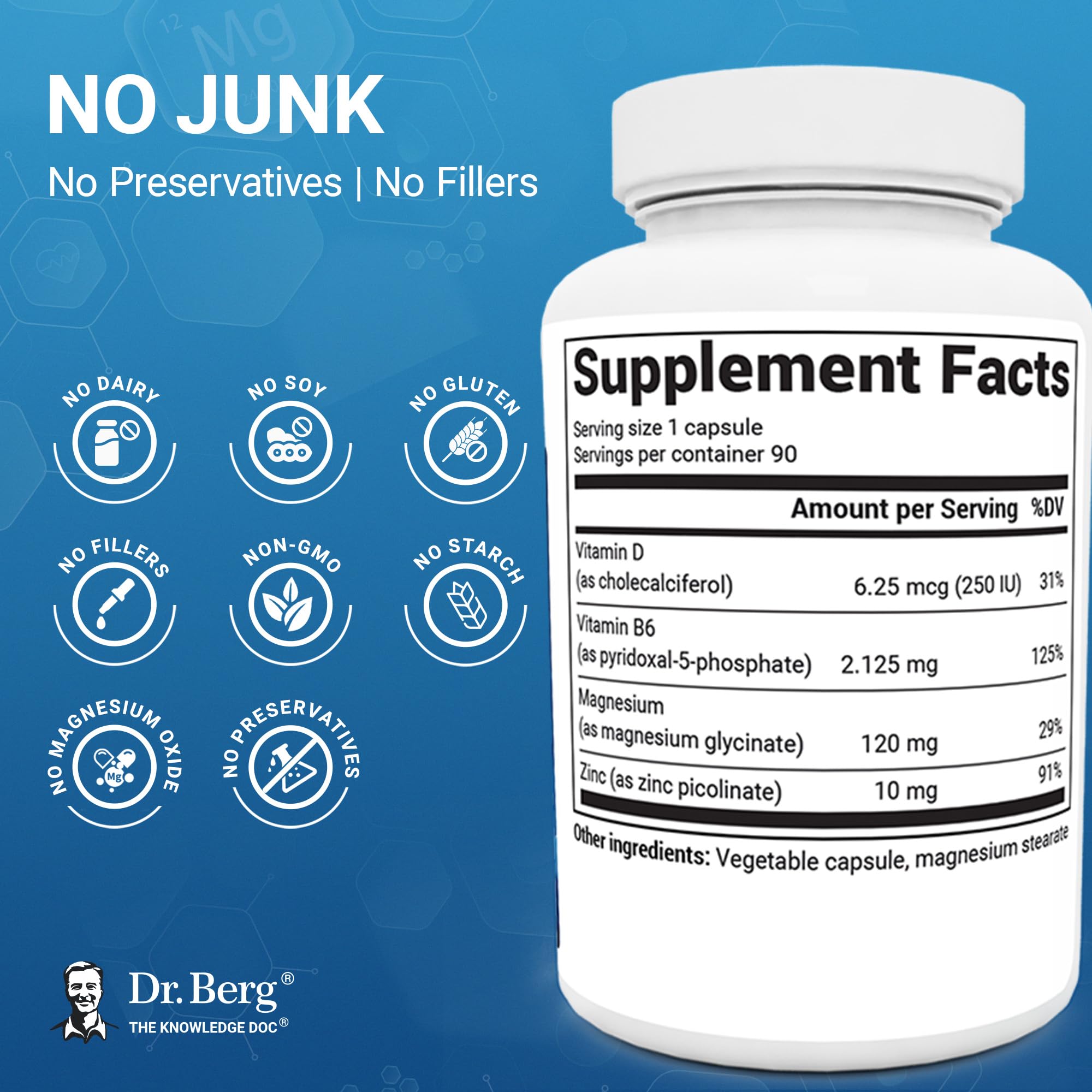 Dr. Berg Magnesium Glycinate 90ct – 4-in-1 Chelated for Muscle, Nerve, Sleep & Stress Support*– w/ D3, B6 & Zinc – 4X Lab-Tested – No Fillers – Formulated in USA, GMP-Certified Dr. Berg Nutritionals buy australia supplements