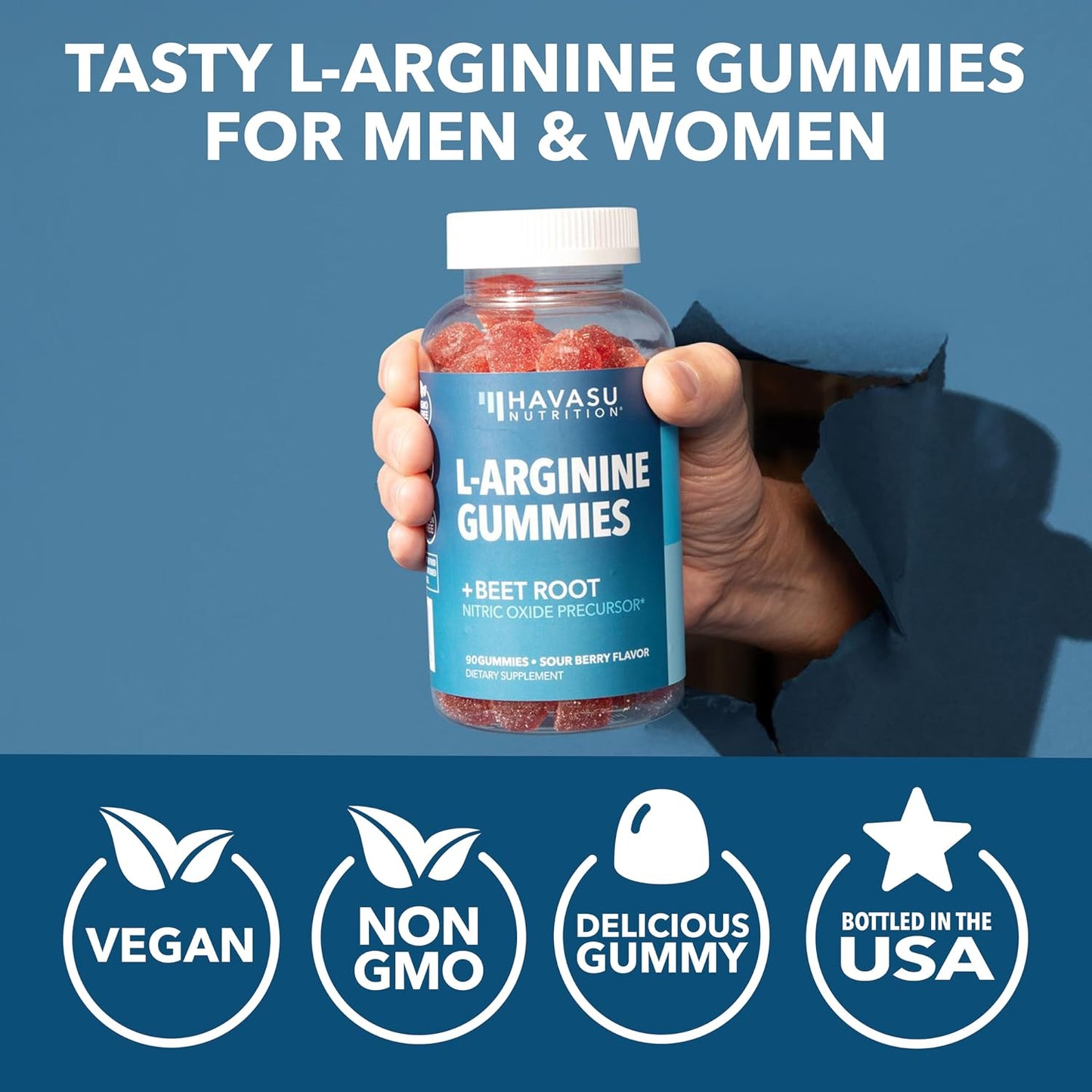 L-Arginine with L-Citrulline and Beet Root Gummies, Sour Berry, 30 Servings | Vegan, Non-GMO Nitric Oxide Supplement for Energy, Endurance, and Recovery Support, Energizing Sour Berry Flavor Gsupps Australia