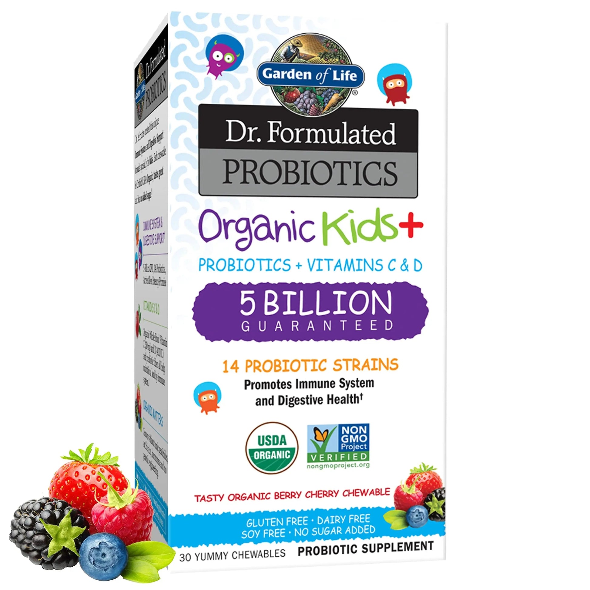 Garden of Life Dr. Formulated Probiotics for Kids, Organic Kids+ - Berry Cherry, 5 Billion CFU Chewable Probiotic plus Vitamin C and D Garden of Life buy australia supplements