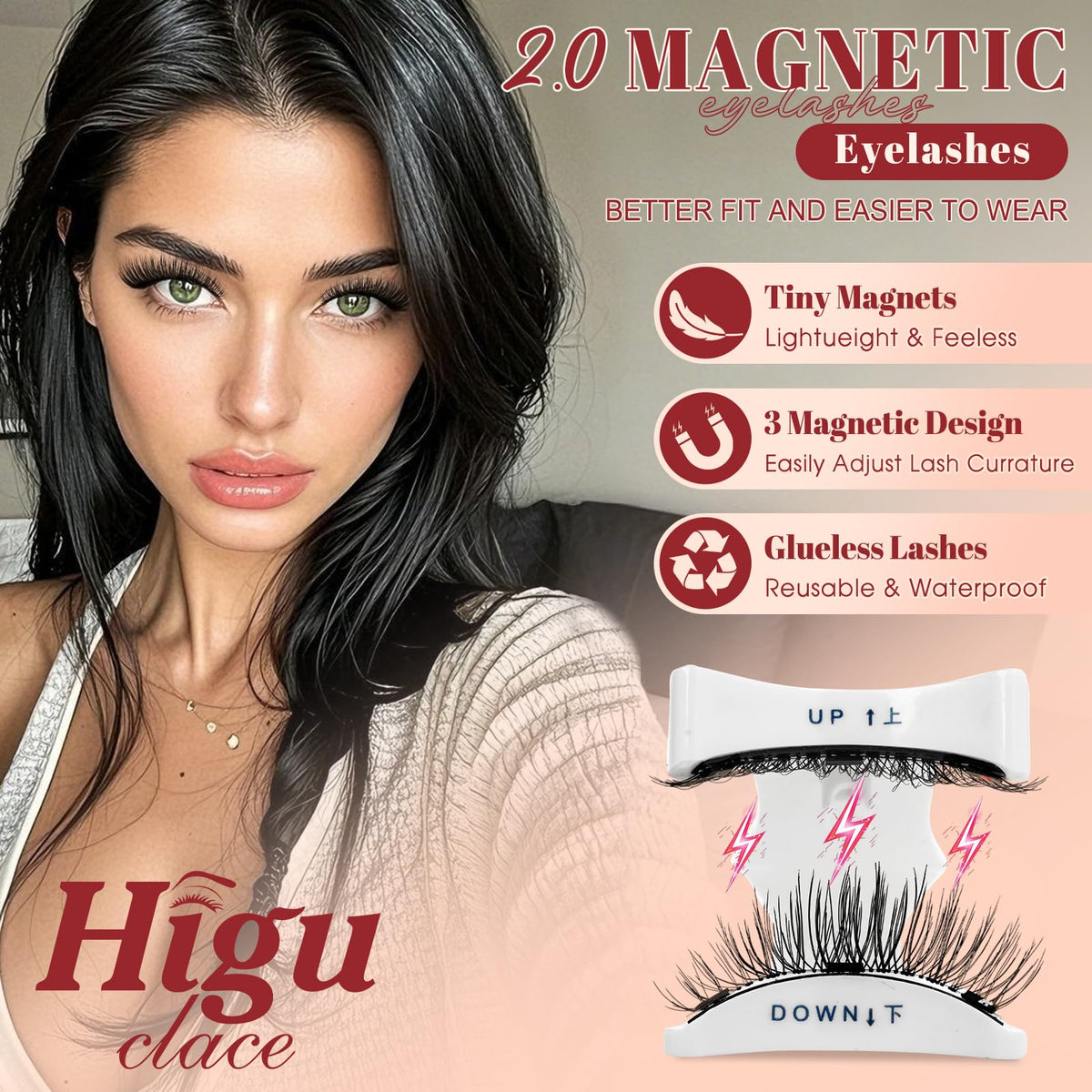 Higu clace Magnetic Eyelashes with Applicator Reusable Magnetic Lashes(A11) Higu clace