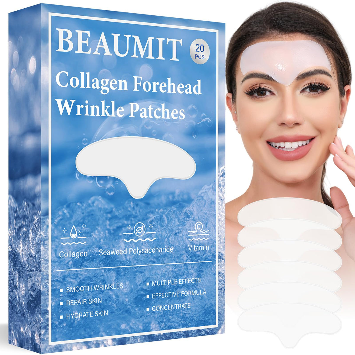 Okela Forehead Wrinkle Patches Overnight 20 pcs with Collagen, Anti Wrinkle Patches, Forehead Wrinkles Beauty Treatment Okela
