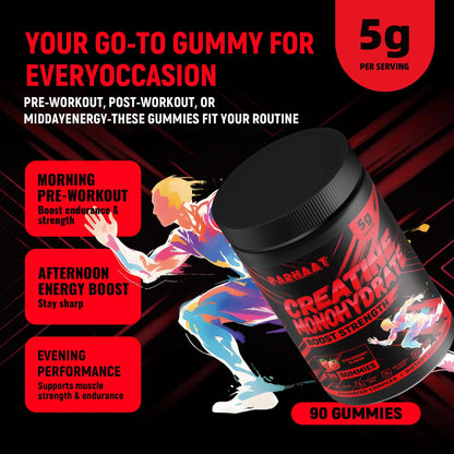 NSF Certified Creatine Gummy - Creatine Monohydrate Gummies 5g for Men & Women - Boost Focus,Strength, and Endurance, Vegan, Gluten-Free, Non-GMO, 2.5 Gram Creatine Parhaat