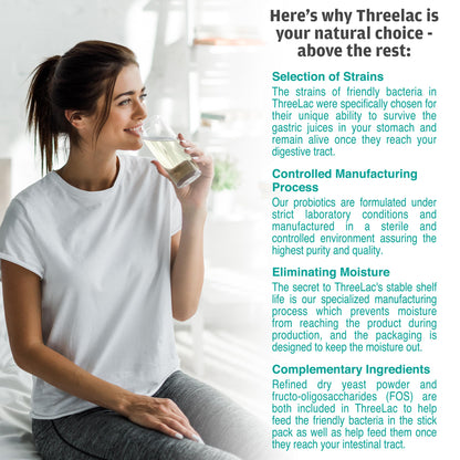 Global Health Trax ThreeLac Lemon Probiotic Drink Mix for Digestive Health - Advanced Probiotic Powder Formula for Men, Women, and Kids - Immune Support & Gut Balance, Non-GMO - 180 Packets ght Global Health TraxBuy Supplements Australia