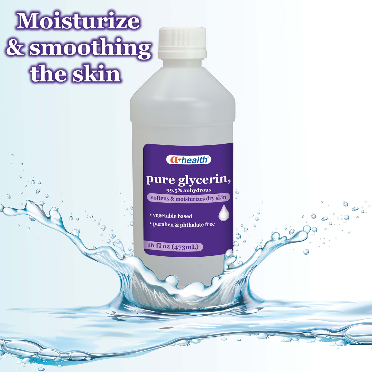 A+Health Pure Glycerin, 16 Fl Ounces, Softens and Moisturizes Dry Skin A+Health
