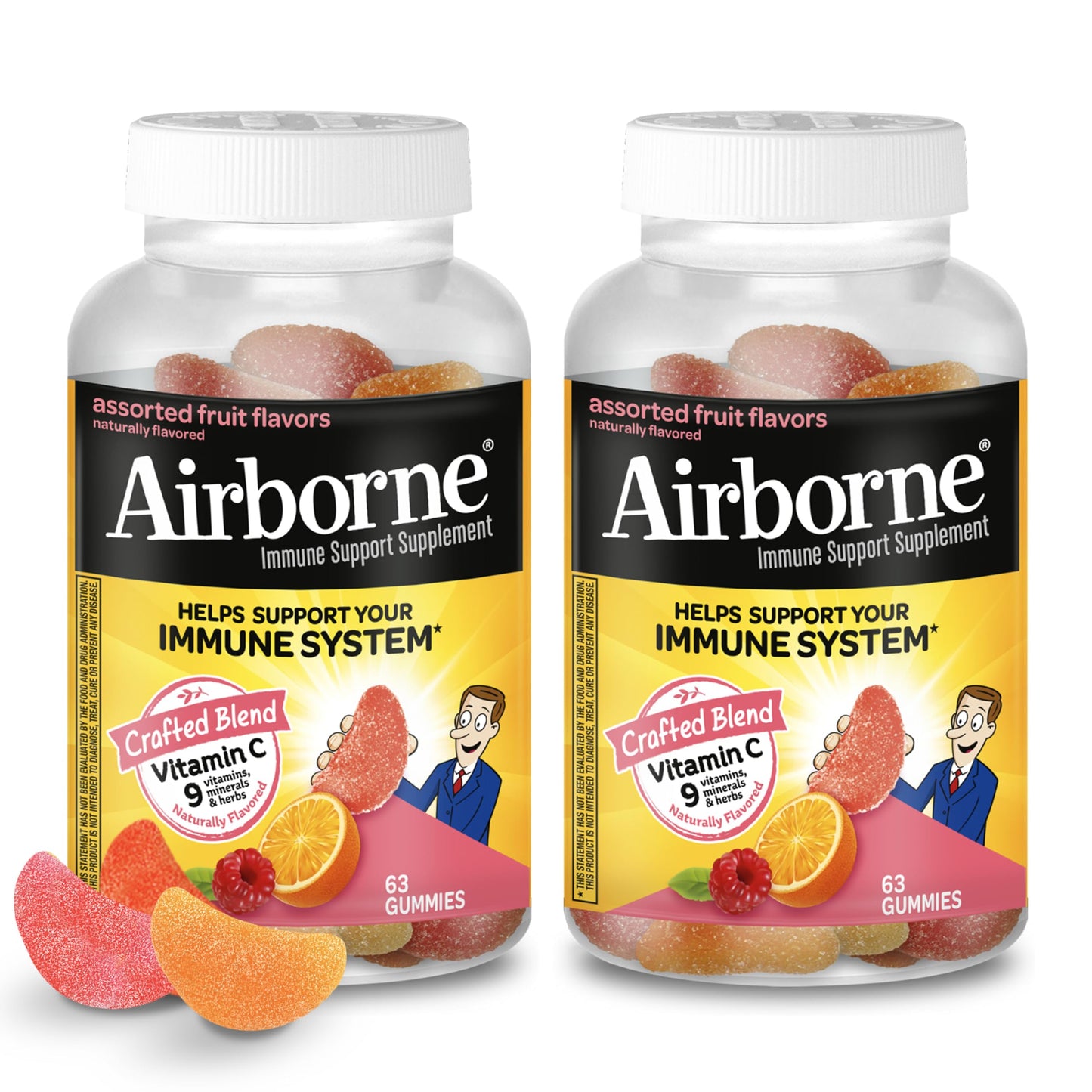 Airborne 750mg Vitamin C Gummies for Adults, Immune Support Gummies with Powerful Antioxidants VIT C & E, Caffeine Free Airborne