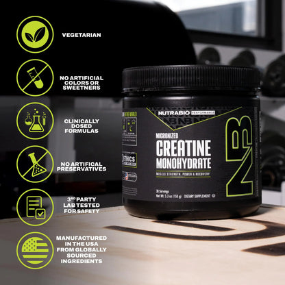 NutraBio Pure Micronized Creatine Monohydrate Powder Supplement, Unflavored, (150 g) - Supports Bulk Muscle Energy, Recovery, and Strength - HPLC Tested Creatine Powder Supplement for Men and Women NutraBio