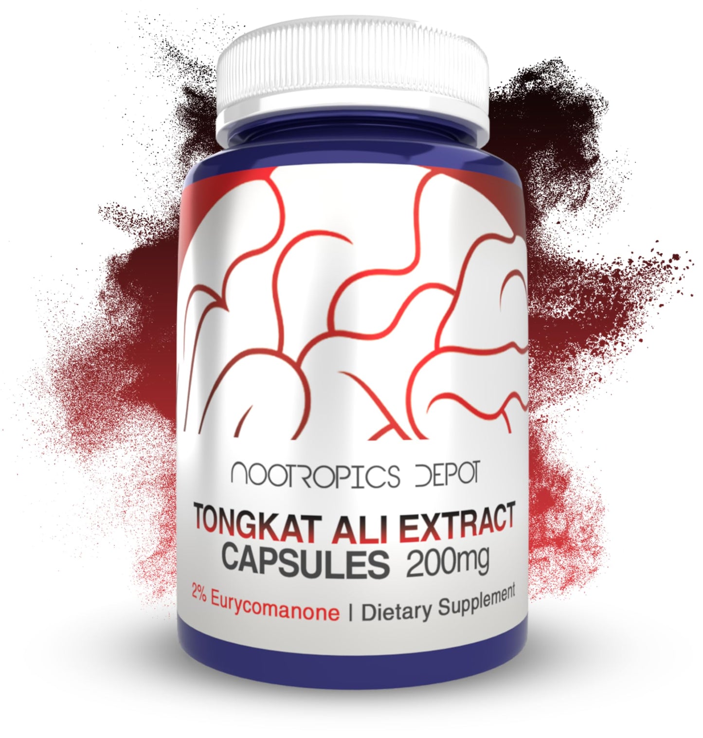 Nootropics Depot Tongkat Ali Extract Capsules | 200mg | 60 Count | 2% Eurycomanone By HPTLC | Eurycoma longifolia Root Extract