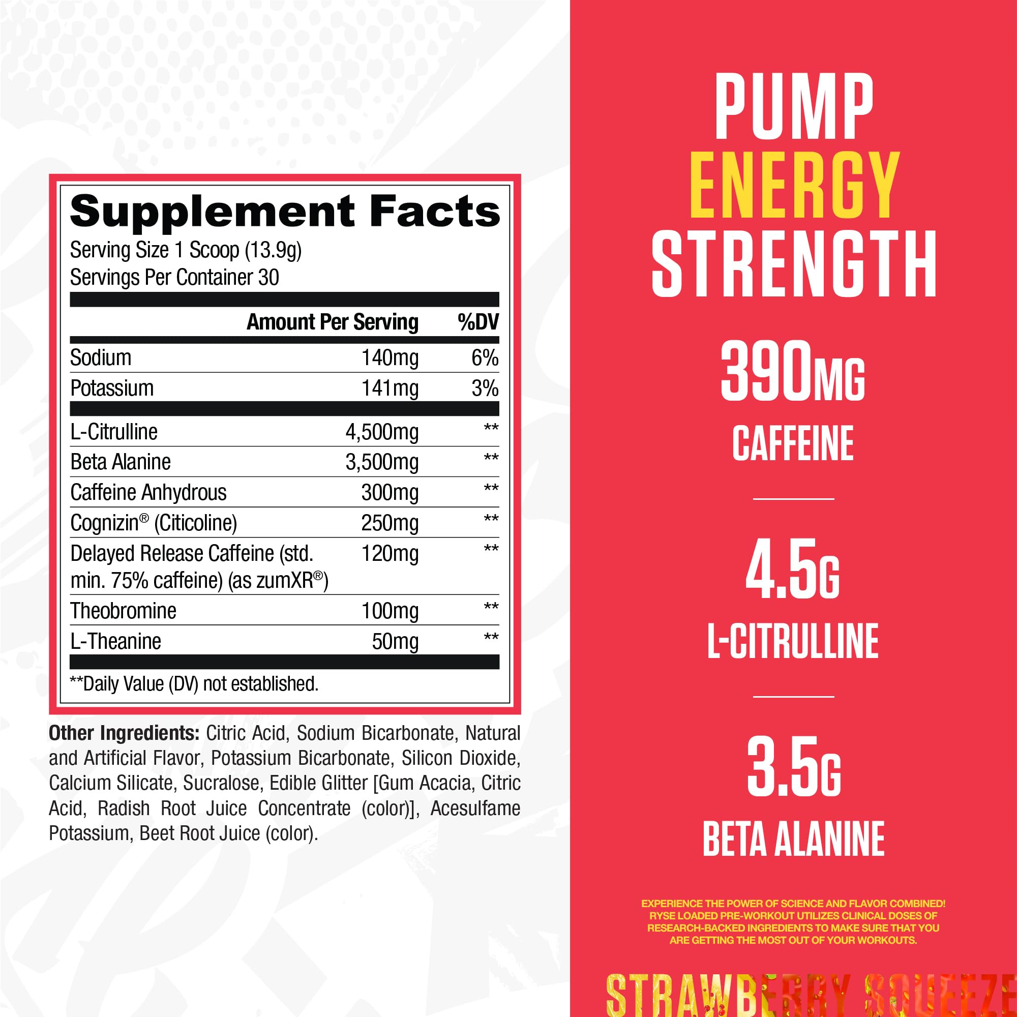 RYSE Loaded Pre Workout Powder - Strawberry Squeeze - Daily Pre-Workout for Men & Women with 390mg Caffeine, Beta Alanine, and Citrulline for Pump RYSE Up Supplements buy australia supplements