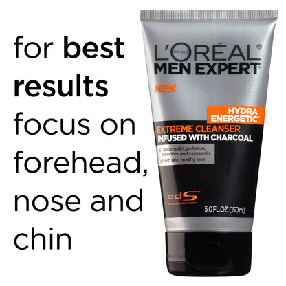 L'Oreal Paris Men Expert Hydra Energetic Daily Facial Cleanser with Charcoal, 2 ct. L'Oreal Paris