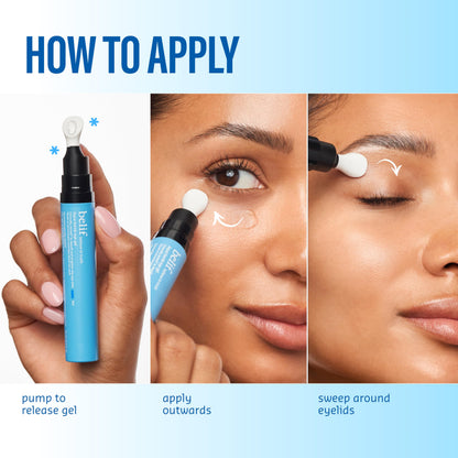 belif Aqua Bomb Cooling Eye Gel - Caffeine & Hyaluronic Acid for Puffiness & Hydration, Niacinamide & Vitamin C for Dark Circles, Adenosine & Collagen for Plumping, Korean Skin Care, 0.5 fl oz (15ml) belif