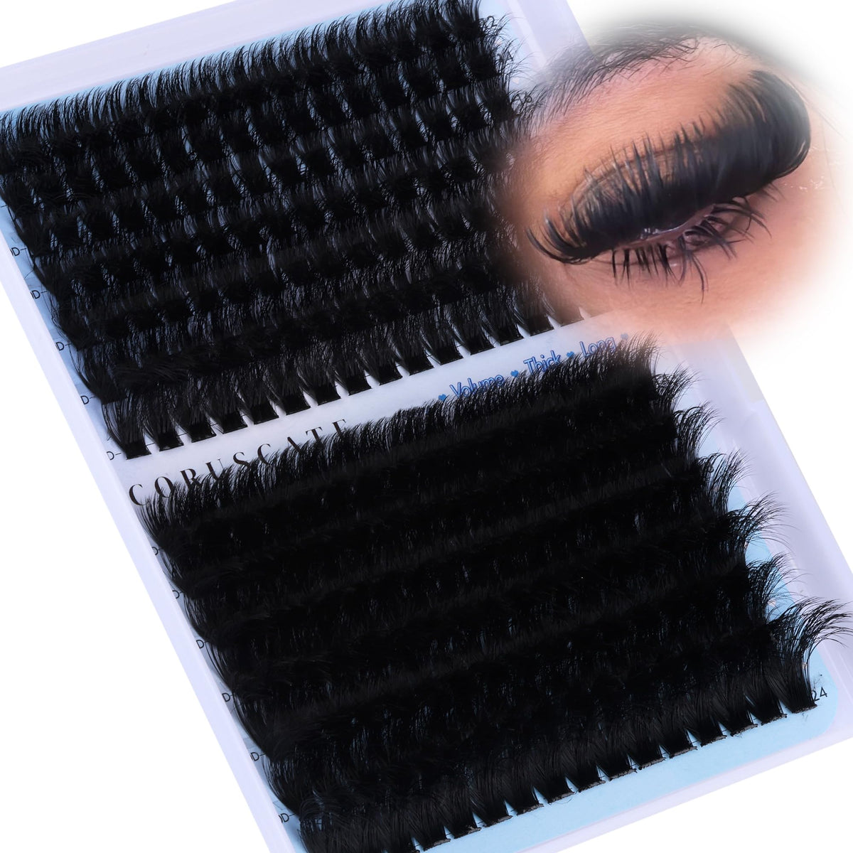 CORUSCATE Lash Clusters 160D+260D Eyelash Clusters 12-24mm Long Lash Extension Thick Cluster Eyelash Extensions Volume Strip Mink Lashes Cluster Dramatic Full Salon Look Mega Eyelashes CORUSCATE