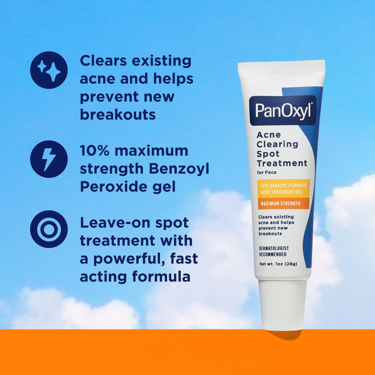 PanOxyl Acne Clearing Spot Treatment, 10% Benzoyl Peroxide, For Face, 1 oz PanOxyl