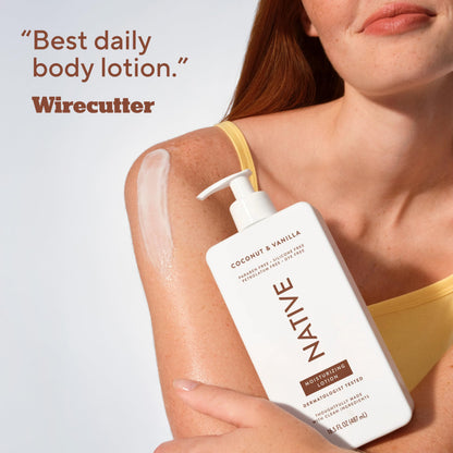 Native Body Lotion Contains Naturally Derived Plant-Based Moisturizers for Women and Men | Restores Dry Skin, Coconut & Vanilla, 16.5 fl oz Native