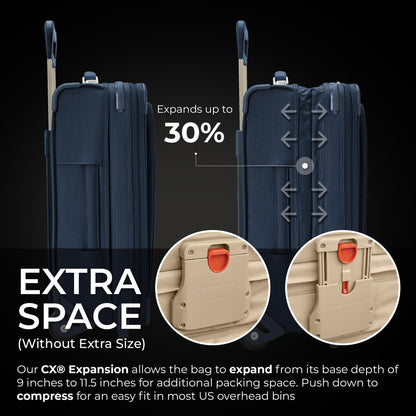 Briggs & Riley Essential 22" 2-Wheel Expandable Carry On - Luggage for Travel, Suitcases with Wheels, Softside Rolling Bag for Men & Women, Self-Repairing Zipper - Baseline Collection, Black Gsupps Australia