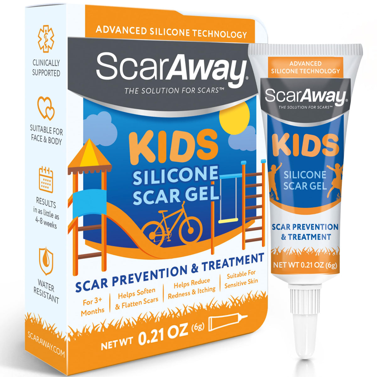 ScarAway Kids Scar Gel, Medical-Grade Silicone Scar Gel, Clear, 6g ScarAway