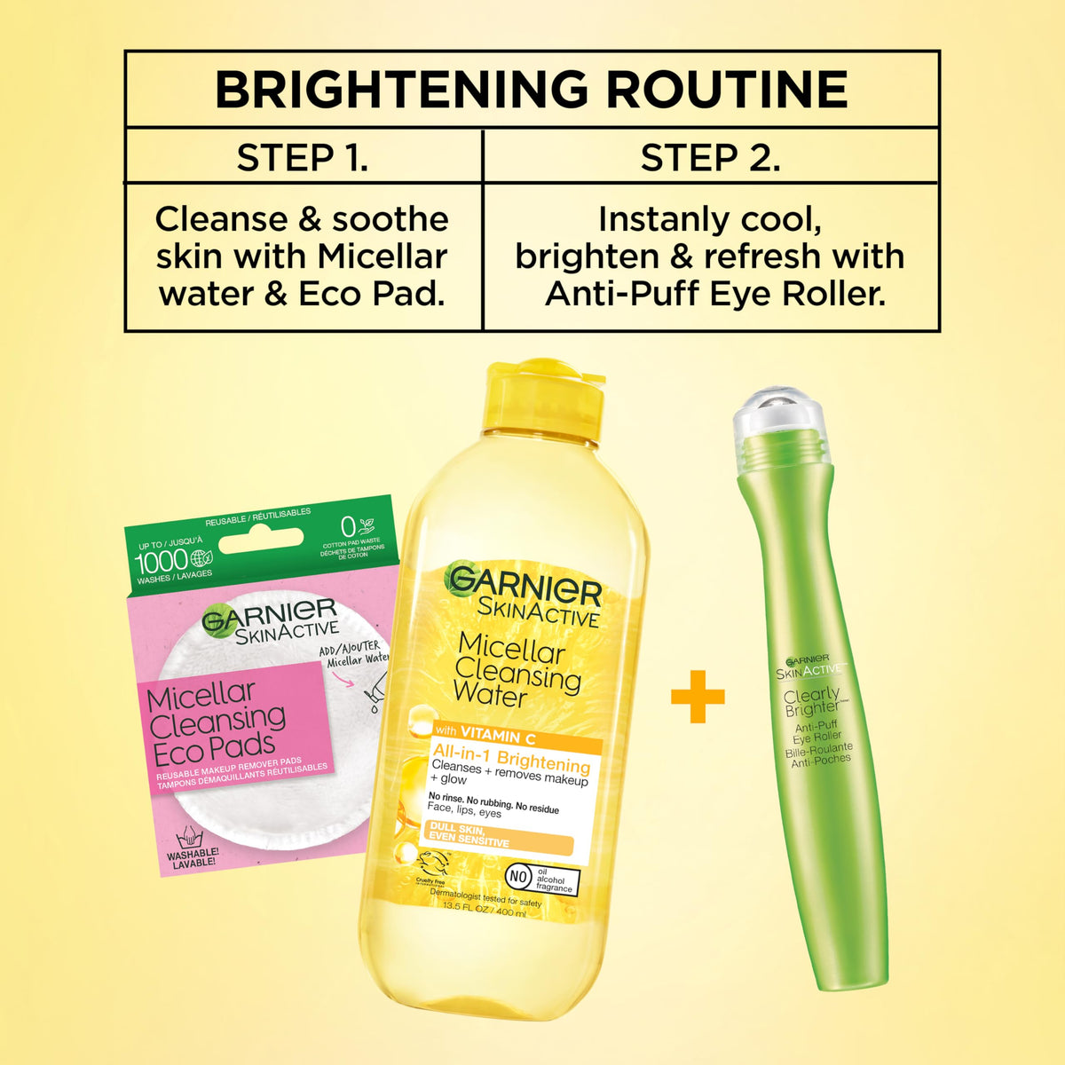 Garnier Clearly Brighter Anti-Puff Eye Roller, Dark Circles Under Eye Treatment with Caffeine and Vitamin C, 0.5 Fl Oz (15mL), 1 Count (Packaging May Vary) Garnier