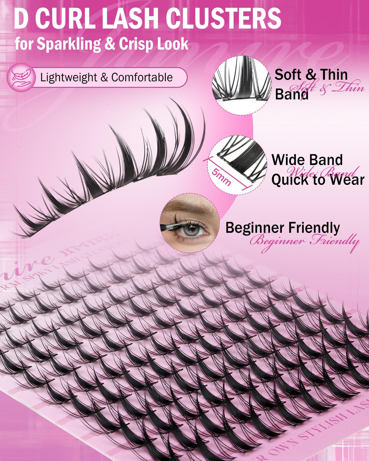Manga Lash Clusters Natural Look Wispy Lashes Clusters Anime D-Curly Cluster Eyelash Extensions 110 Pcs 8-16MM Fairy Individual Cluster Lashes Wet-Look Lash Extensions JIMIRE