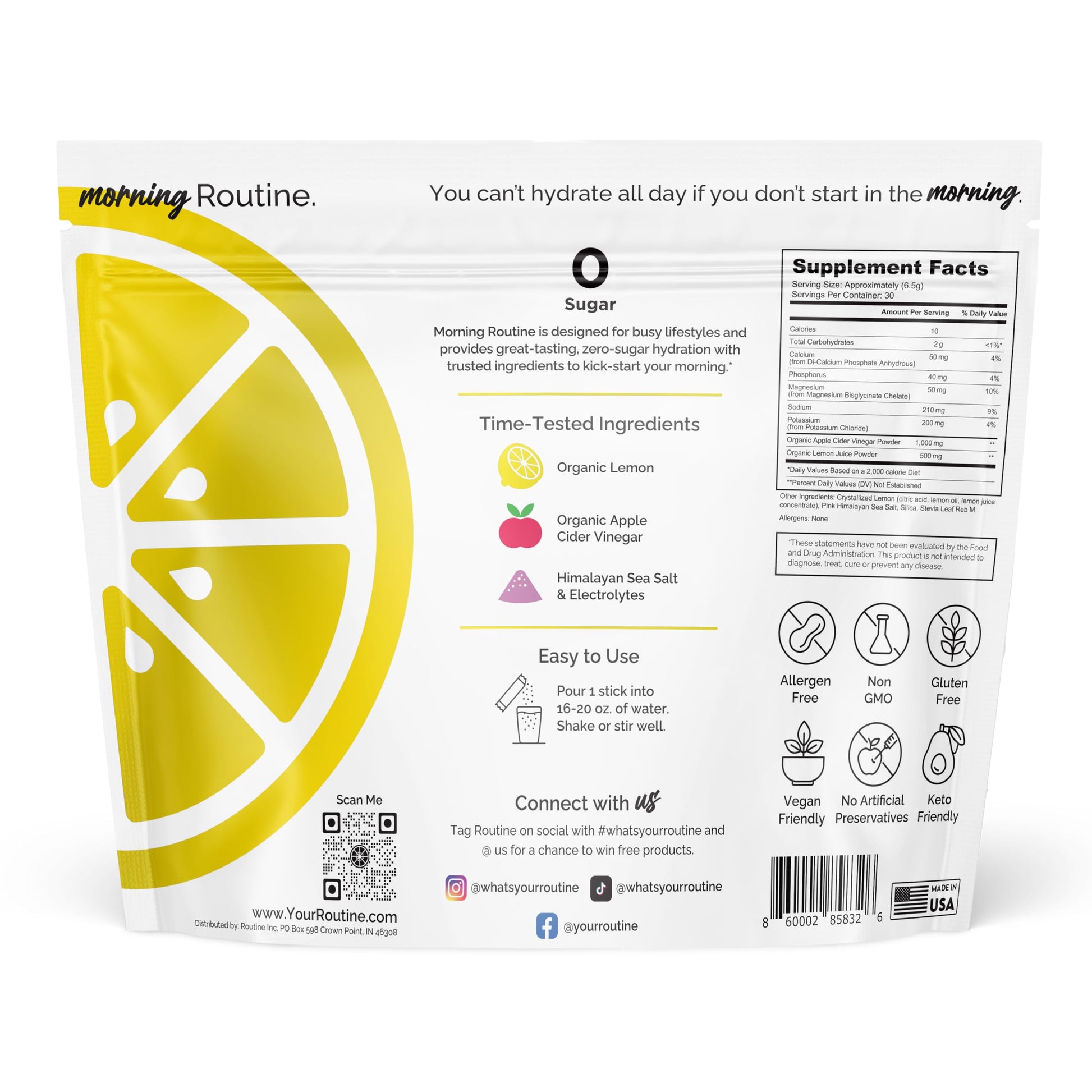 ROUTINE Morning Daily Hydration | Electrolyte Powder Packets | Lemon, Apple Cider Vinegar & Sea Salt Drink Mix | Sugar-Free, Keto & Paleo-Friendly | 3rd-Party ROUTINE buy australia supplements