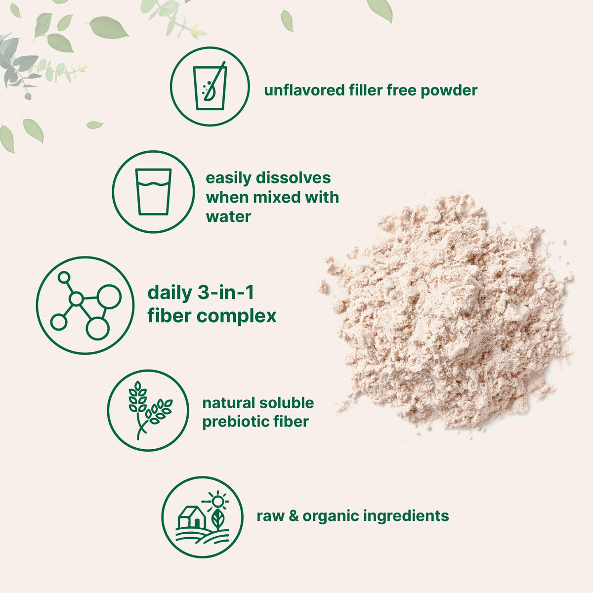 Micro Ingredients Organic Triple Fiber Powder, 2lb | Natural Prebiotic to Support Digestive & Gut Health Micro Ingredients